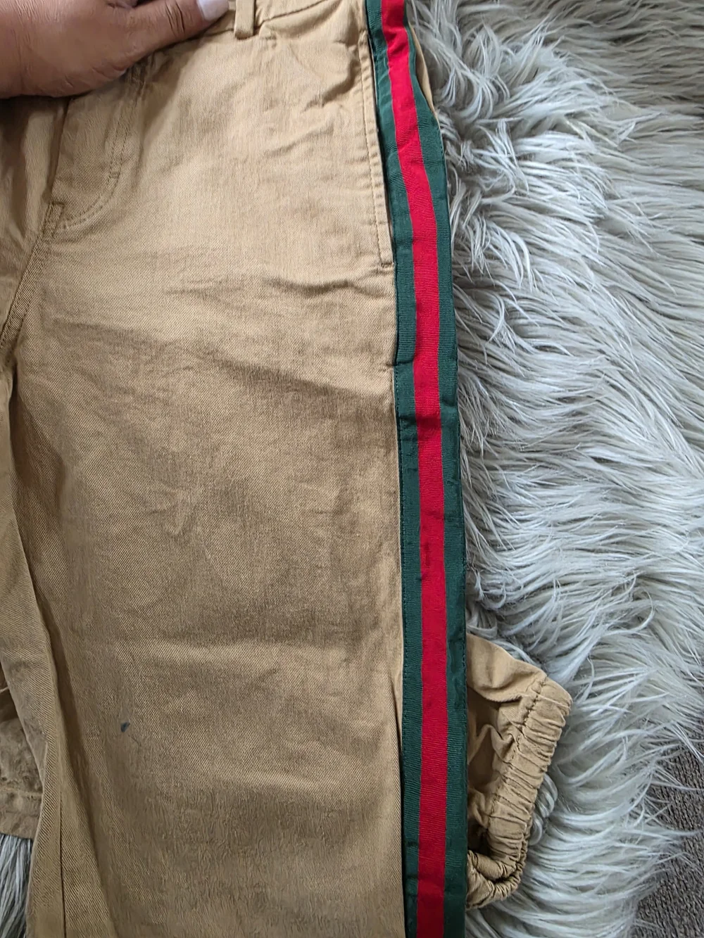 Gucci Tan Chinos with Red & Green Side Stripes Uzed Size 10 Boys